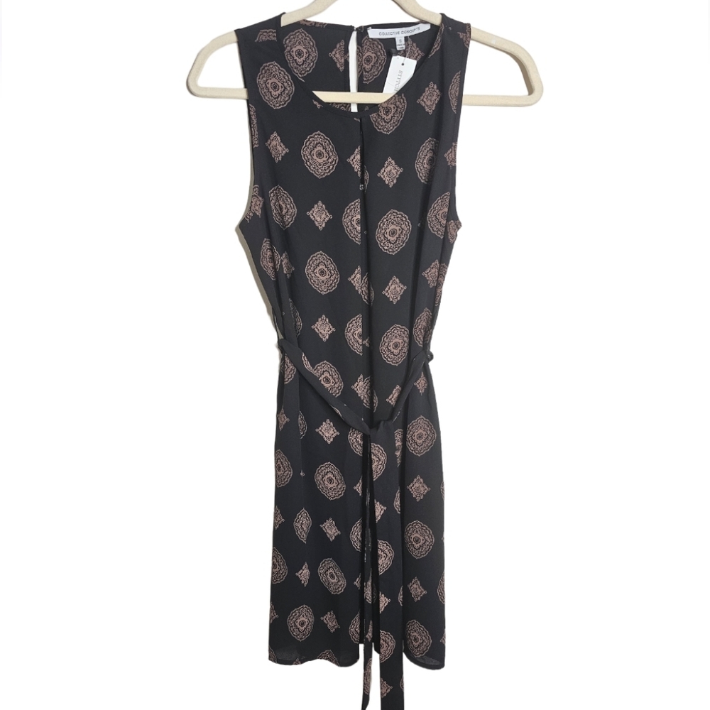 Collective Concepts Black and Pink Patterned Dress